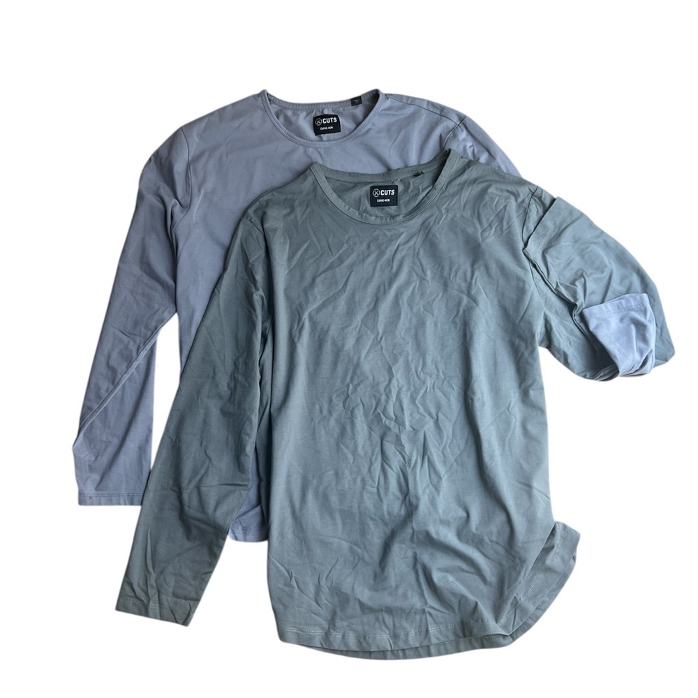 Set of 2 Cuts Clothing Men's Long Sleeve Tees - Gray and Sage